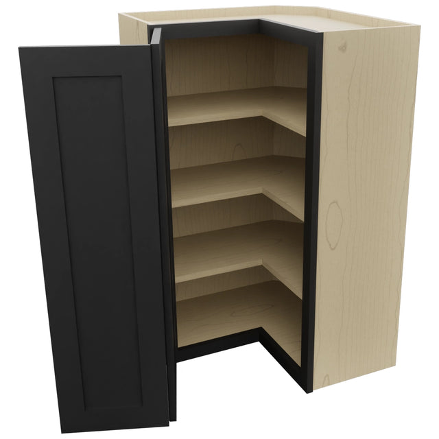 Fabuwood Galaxy Pitch Black WPC2439 Wall Corner Pie Cabinet, Open View