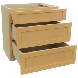 Fabuwood Galaxy Timber DB33 Base 3 Drawers Cabinet, Open View