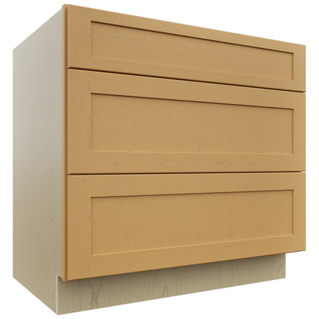 Fabuwood Galaxy Timber DB36 Base 3 Drawers Cabinet, Front View