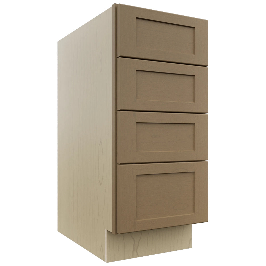 Fabuwood Galaxy Truffle DB15-4 Base 4 Drawers Cabinet, Front View