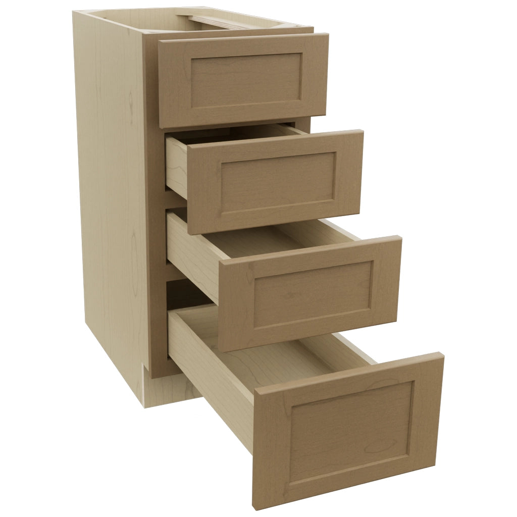 Fabuwood Galaxy Truffle DB15-4 Base 4 Drawers Cabinet, Open View