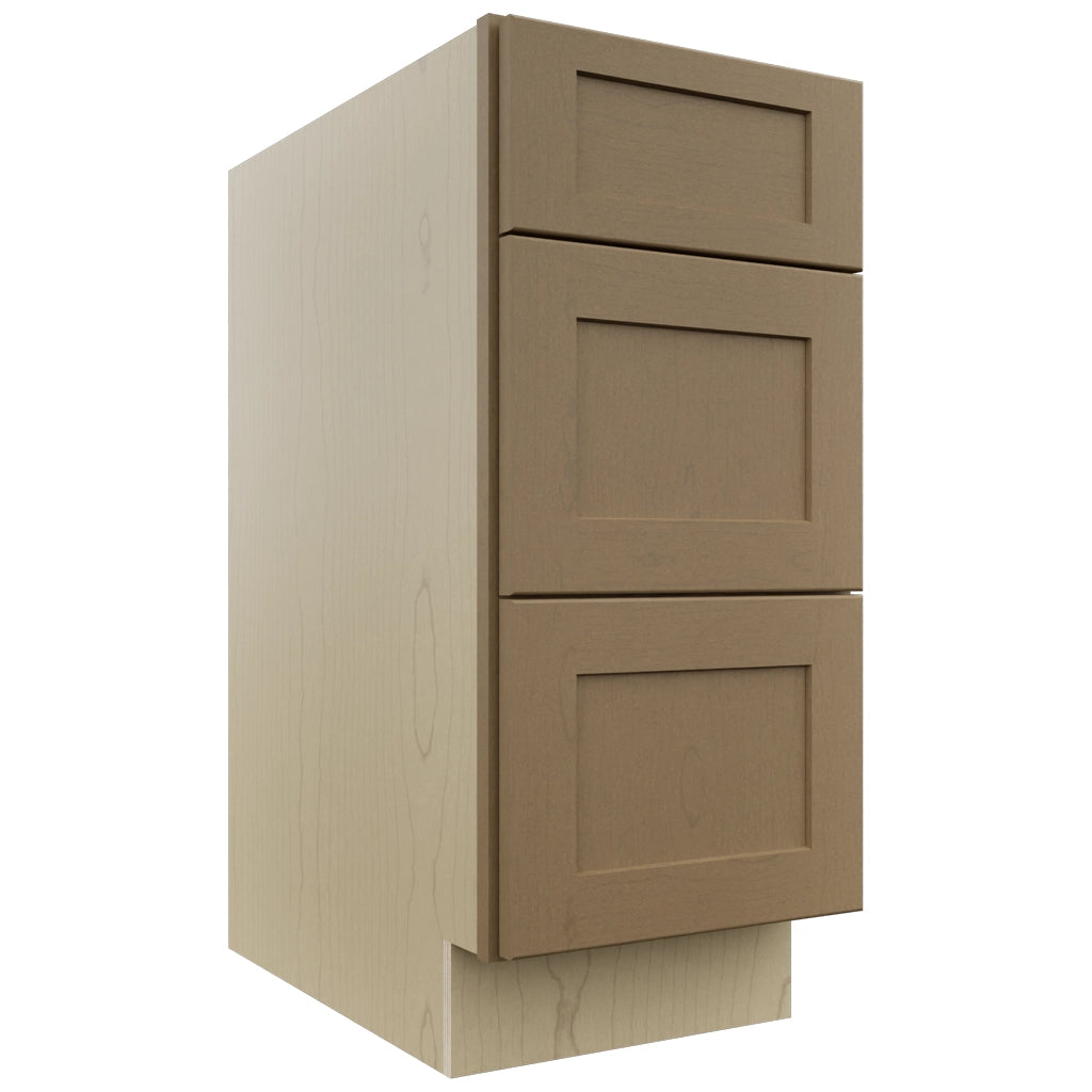 Fabuwood Galaxy Truffle DB15 Base 3 Drawers Cabinet, Front View