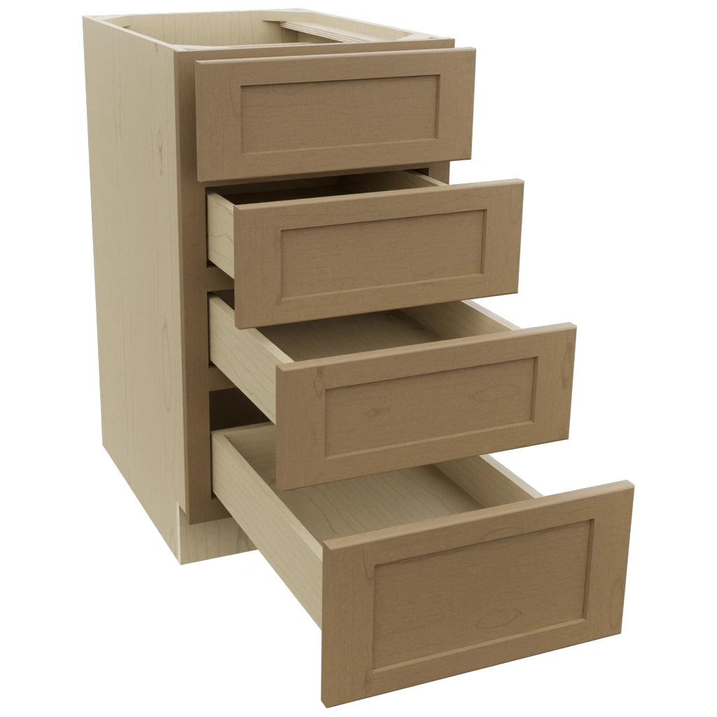 Fabuwood Galaxy Truffle DB18-4 Base 4 Drawers Cabinet, Open View