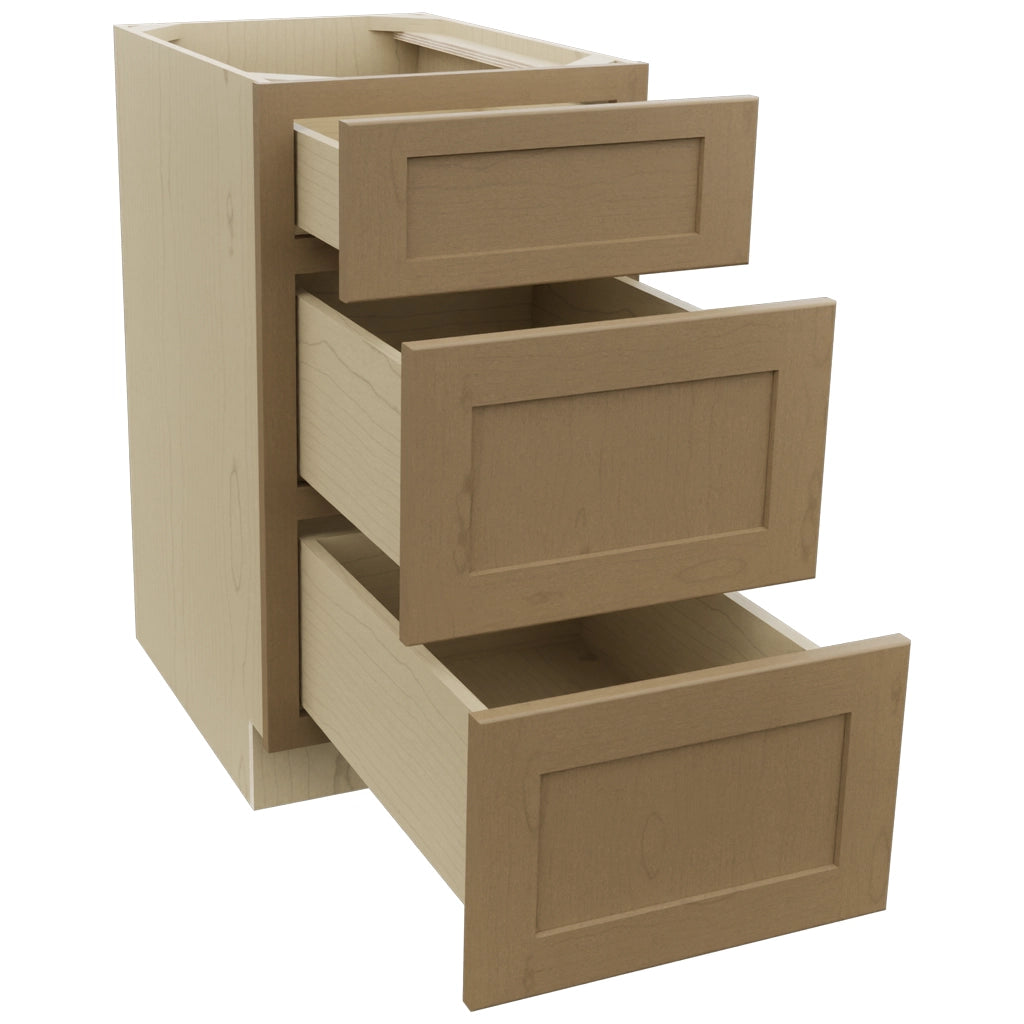 Fabuwood Galaxy Truffle DB18 Base 3 Drawers Cabinet, Open View