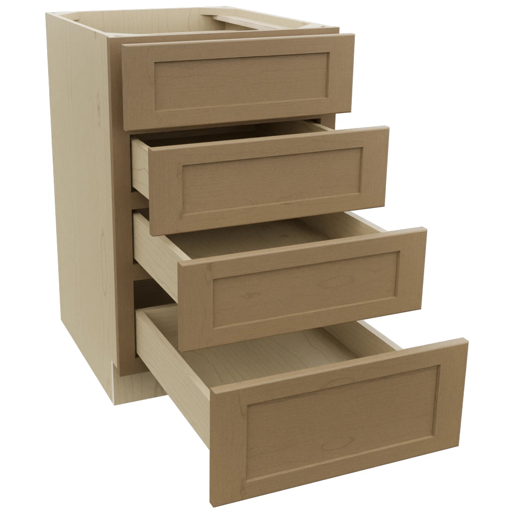 Fabuwood Galaxy Truffle DB21-4 Base 4 Drawers Cabinet, Open View