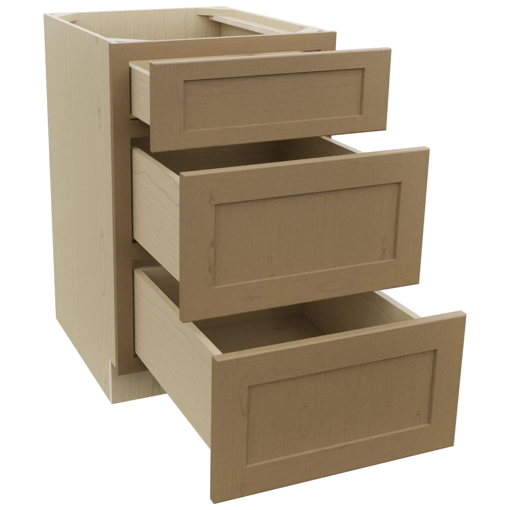 Fabuwood Galaxy Truffle DB21 Base 3 Drawers Cabinet, Open View