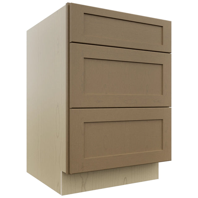 Fabuwood Galaxy Truffle DB24 Base 3 Drawers Cabinet, Front View