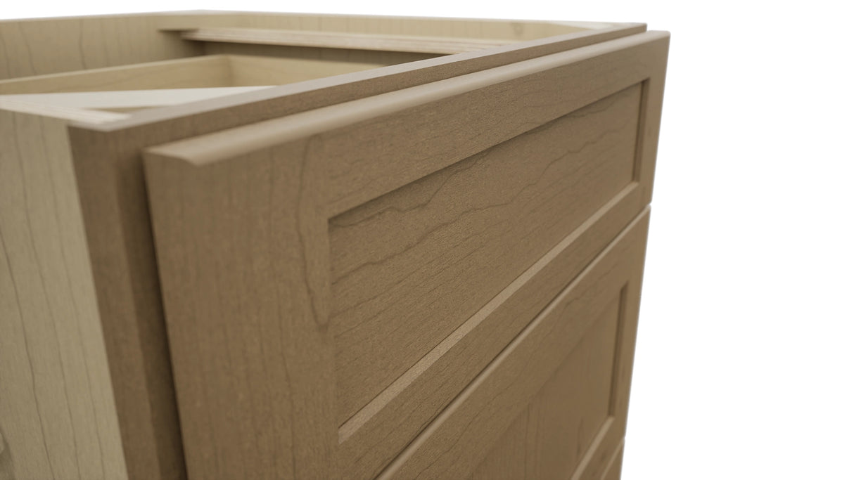 Fabuwood Galaxy Truffle DB24 Base 3 Drawers Cabinet, Detail View