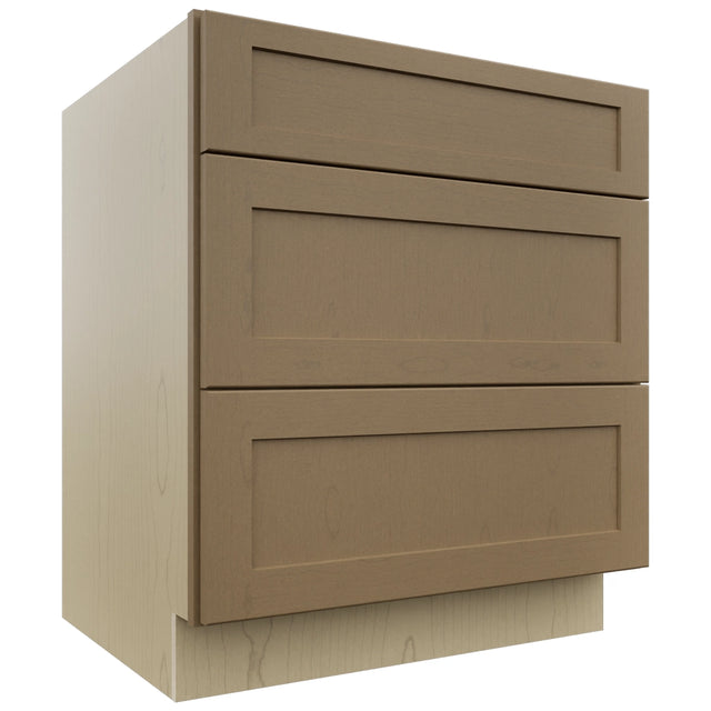 Fabuwood Galaxy Truffle DB30 Base 3 Drawers Cabinet, Front View