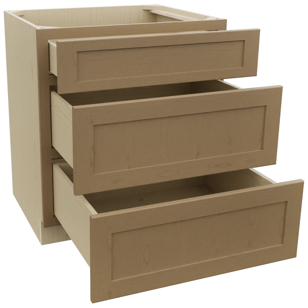 Fabuwood Galaxy Truffle DB30 Base 3 Drawers Cabinet, Open View