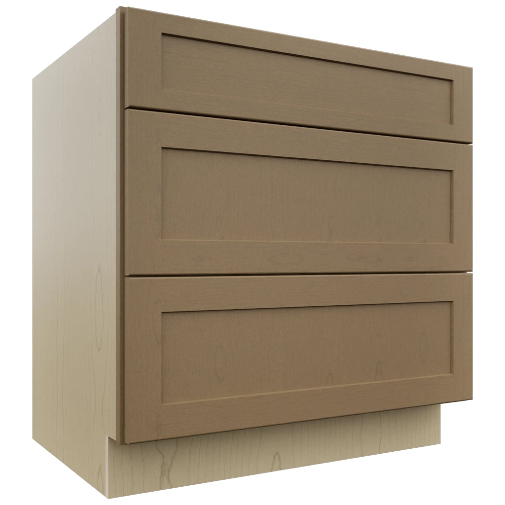 Fabuwood Galaxy Truffle DB33 Base 3 Drawers Cabinet, Front View