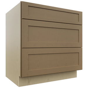Fabuwood Galaxy Truffle DB33 Base 3 Drawers Cabinet, Front View