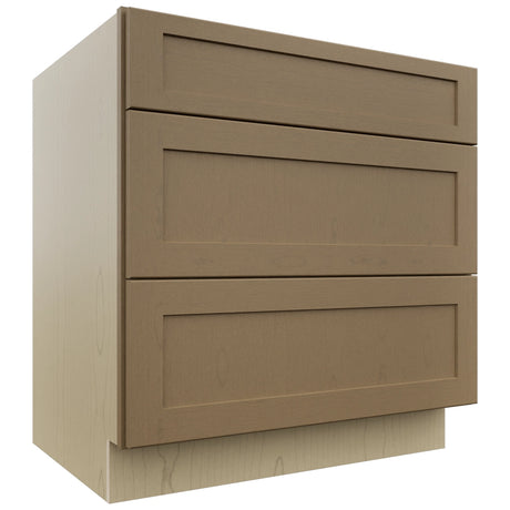 Fabuwood Galaxy Truffle DB33 Base 3 Drawers Cabinet, Front View