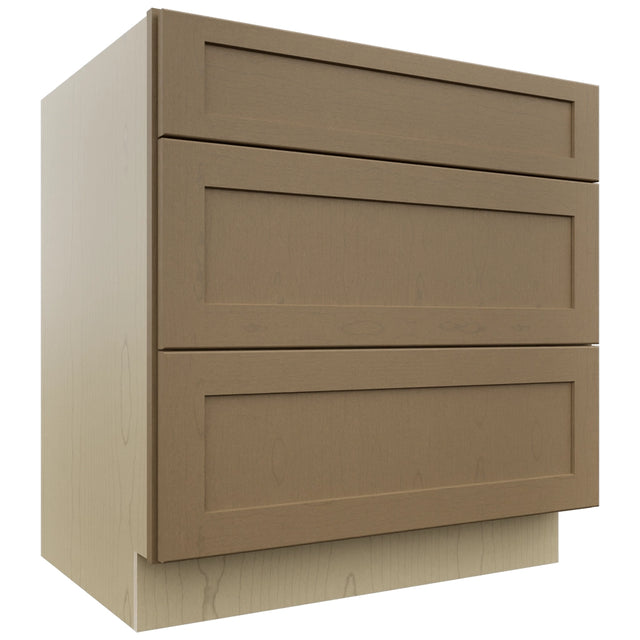 Fabuwood Galaxy Truffle DB33 Base 3 Drawers Cabinet, Front View