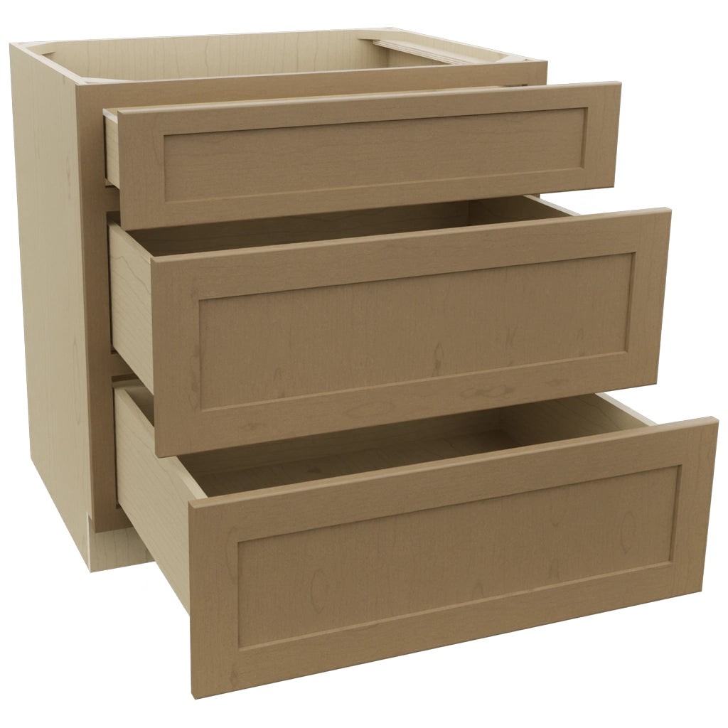 Fabuwood Galaxy Truffle DB33 Base 3 Drawers Cabinet, Open View