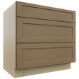 Fabuwood Galaxy Truffle DB36 Base 3 Drawers Cabinet, Front View