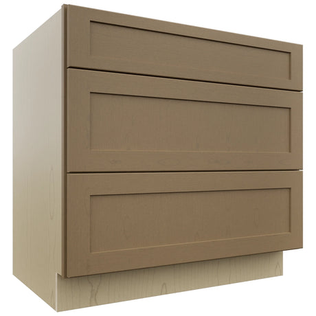 Fabuwood Galaxy Truffle DB36 Base 3 Drawers Cabinet, Front View