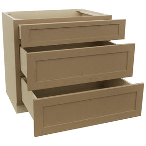 Fabuwood Galaxy Truffle DB36 Base 3 Drawers Cabinet, Open View