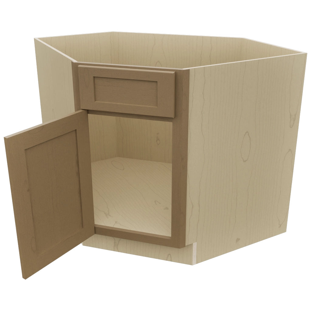 Fabuwood Galaxy Truffle DSB36 Base Corner Diagonal Sink Cabinet, Open View