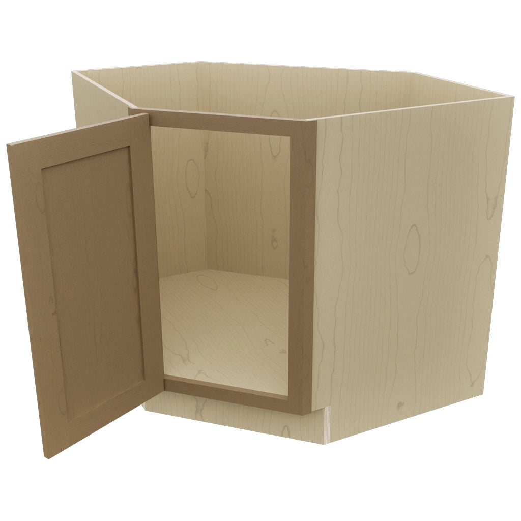 Fabuwood Galaxy Truffle DSB36FD Base Corner Diagonal Sink Cabinet, Open View