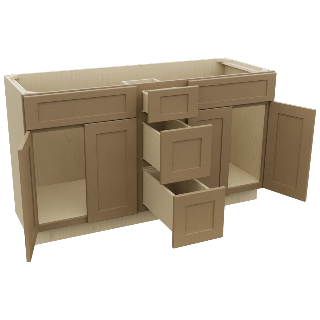 Fabuwood Galaxy Truffle VSD60DOUBLE Vanity Combo Cabinet, Open View