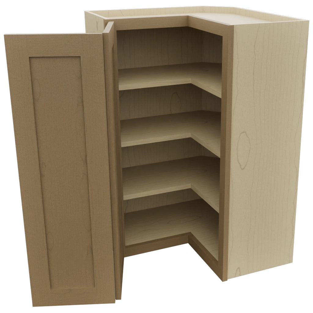 Fabuwood Galaxy Truffle WPC2436 Wall Corner Pie Cabinet, Open View
