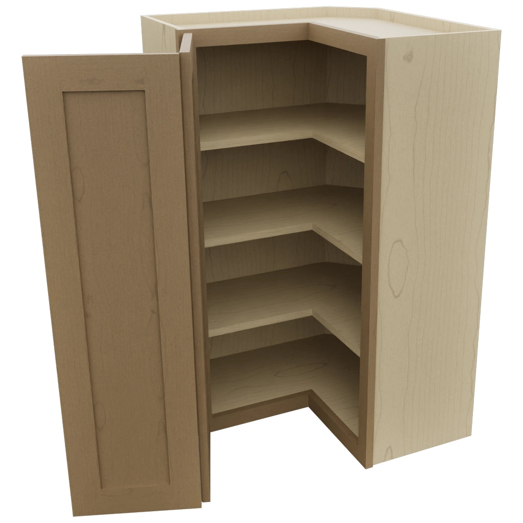 Fabuwood Galaxy Truffle WPC2439 Wall Corner Pie Cabinet, Open View