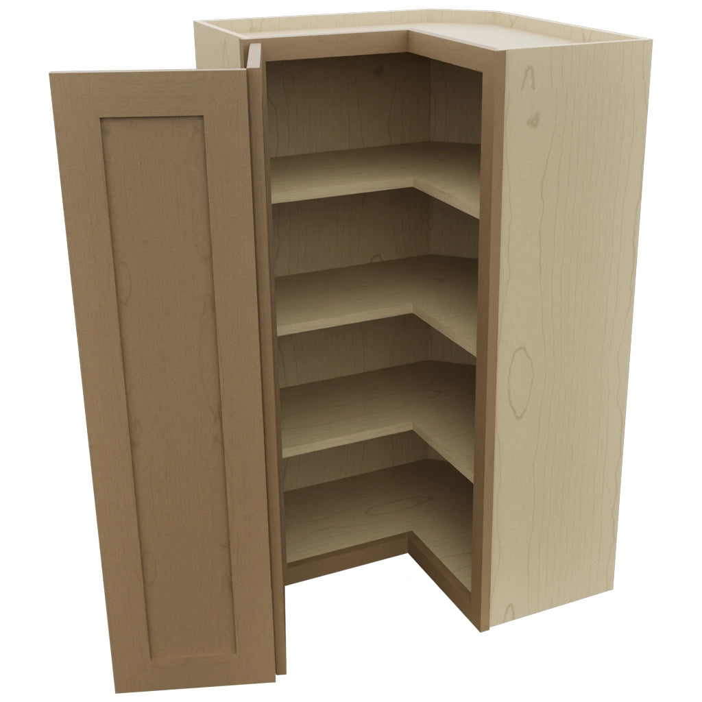 Fabuwood Galaxy Truffle WPC2442 Wall Corner Pie Cabinet, Open View