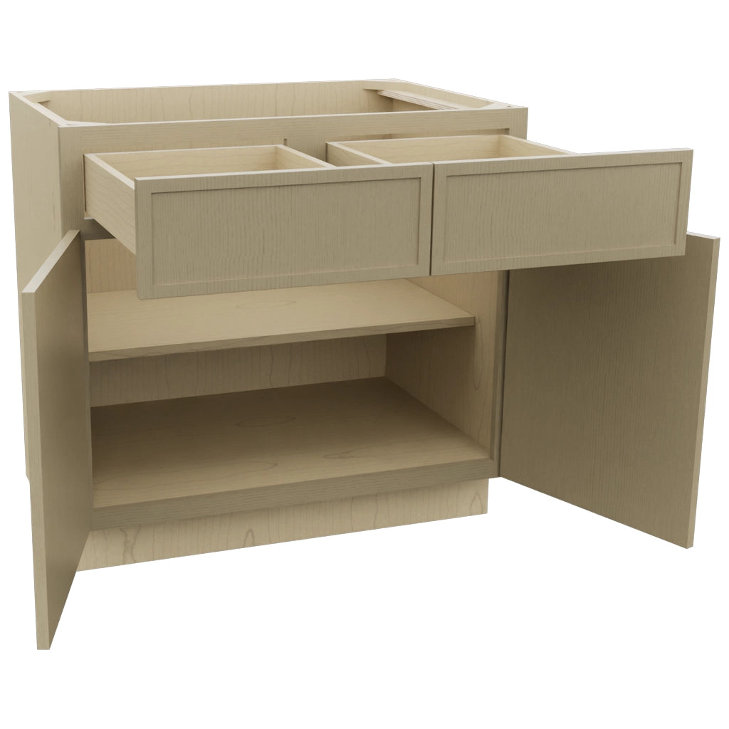 Fabuwood Luna Desert Oak B36 Base Standard Cabinet, Open View