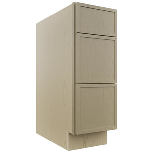 Fabuwood Luna Desert Oak DB12 Base 3 Drawers Cabinet, Front View