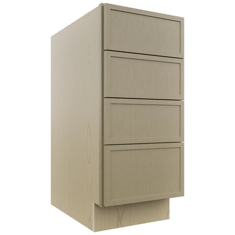 Fabuwood Luna Desert Oak DB15-4 Base 4 Drawers Cabinet, Front View