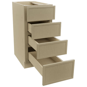 Fabuwood Luna Desert Oak DB15-4 Base 4 Drawers Cabinet, Open View