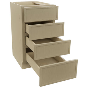 Fabuwood Luna Desert Oak DB18-4 Base 4 Drawers Cabinet, Open View