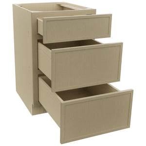Fabuwood Luna Desert Oak DB21 Base 3 Drawers Cabinet, Open View
