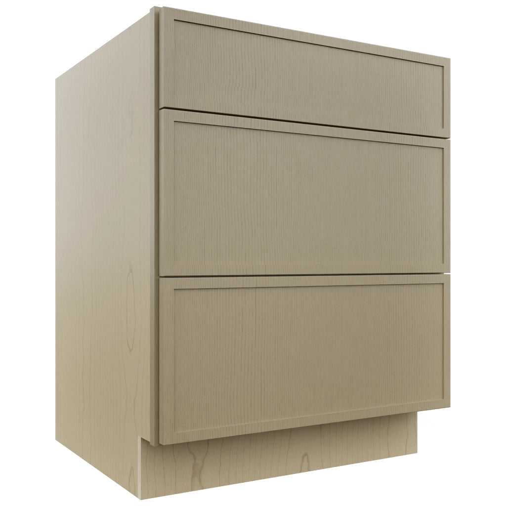 Fabuwood Luna Desert Oak DB27 Base 3 Drawers Cabinet, Front View