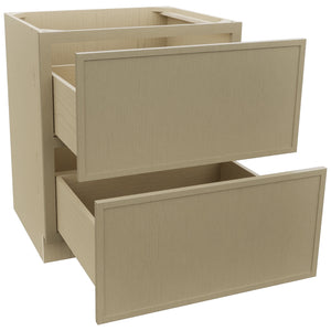 Fabuwood Luna Desert Oak DB30-2 Base 2 Drawers Cabinet, Open View