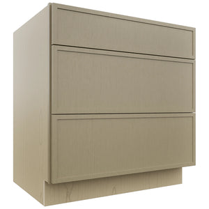 Fabuwood Luna Desert Oak DB33 Base 3 Drawers Cabinet, Front View