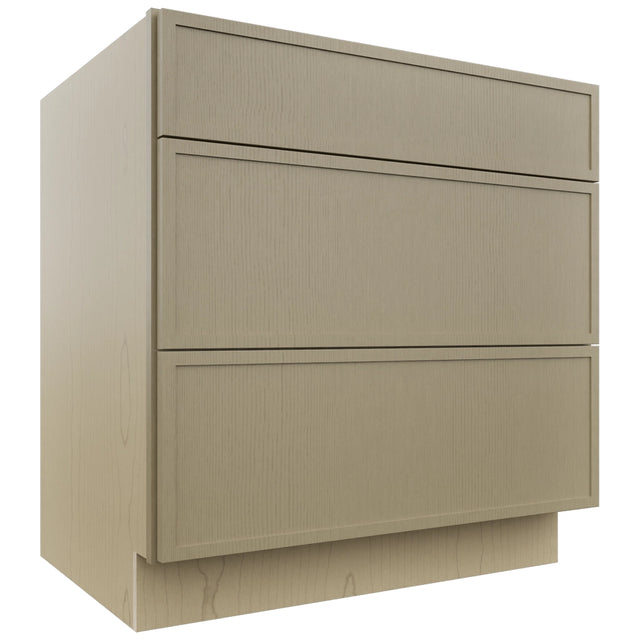 Fabuwood Luna Desert Oak DB33 Base 3 Drawers Cabinet, Front View