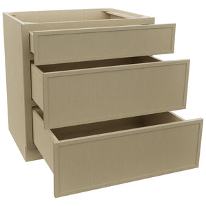 Fabuwood Luna Desert Oak DB33 Base 3 Drawers Cabinet, Open View
