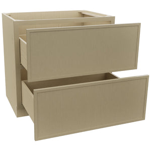 Fabuwood Luna Desert Oak DB36-2 Base 2 Drawers Cabinet, Open View