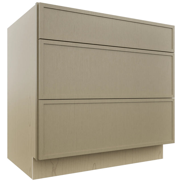 Fabuwood Luna Desert Oak DB36 Base 3 Drawers Cabinet, Front View