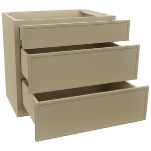 Fabuwood Luna Desert Oak DB36 Base 3 Drawers Cabinet, Open View