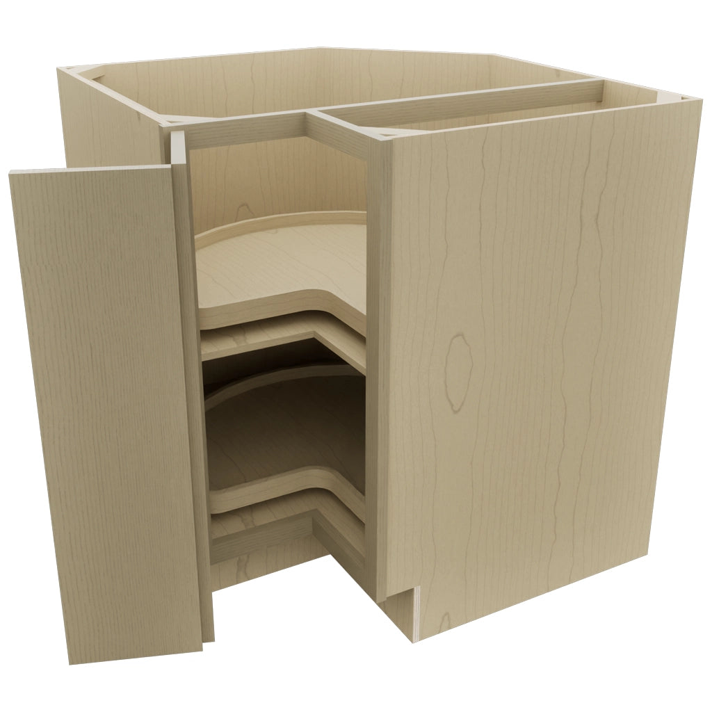 Fabuwood Luna Desert Oak LSB33 Base Corner Lazy Susan Cabinet, Open View