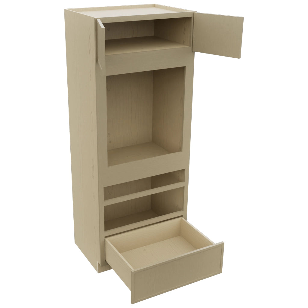 Fabuwood Luna Desert Oak OC3384D Tall Oven Cabinet Double, Open View
