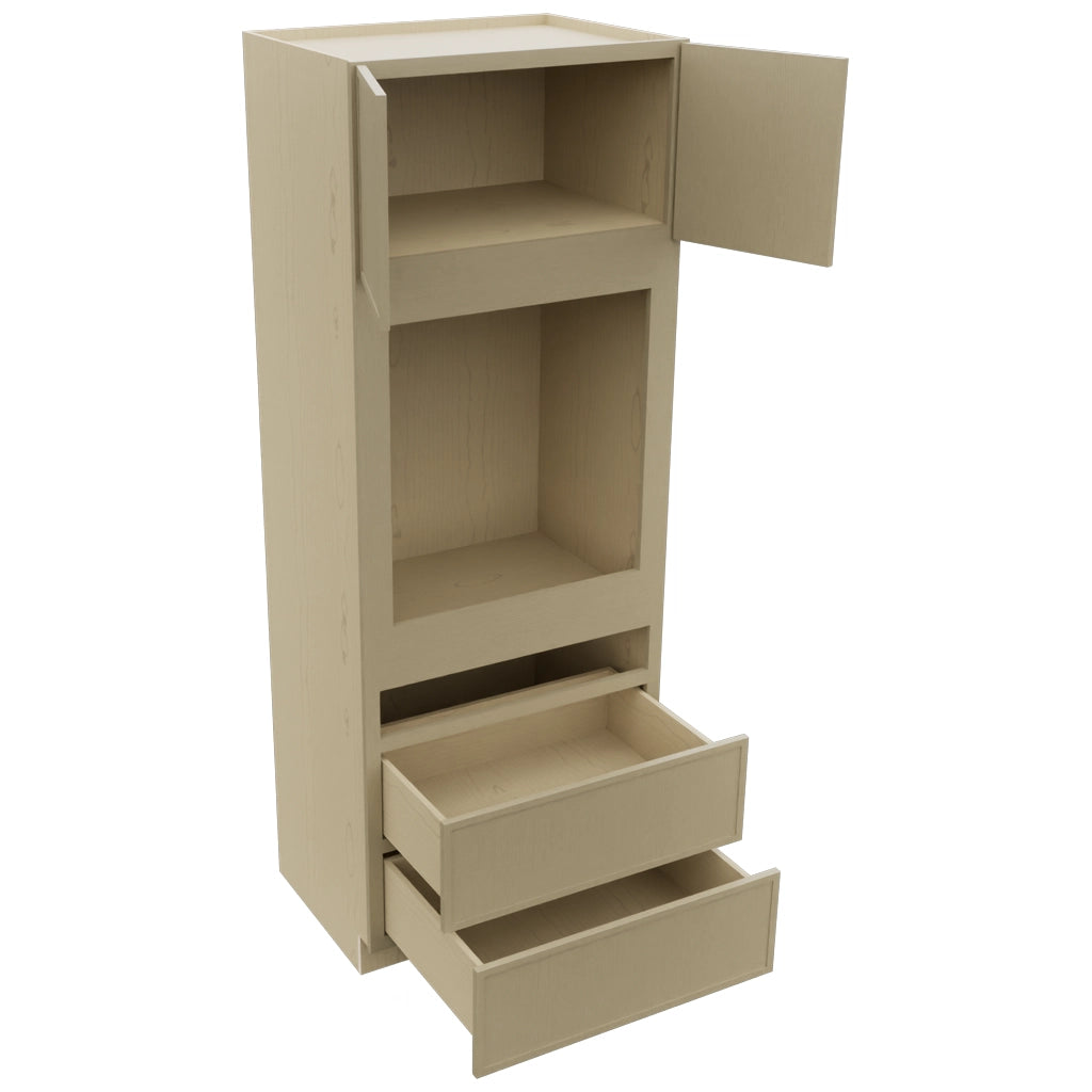 Fabuwood Luna Desert Oak OC3390C Tall Oven Cabinet Combo, Open View