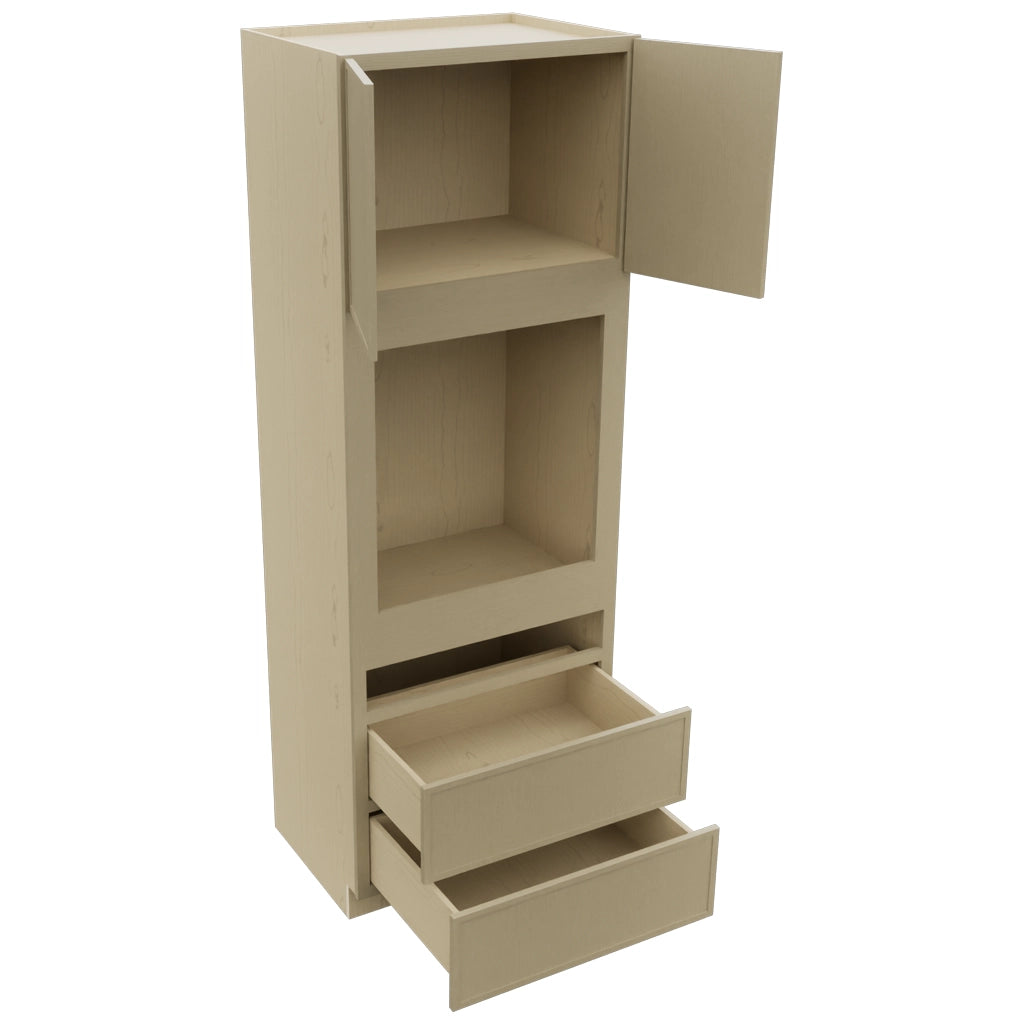 Fabuwood Luna Desert Oak OC3396C Tall Oven Cabinet Combo, Open View