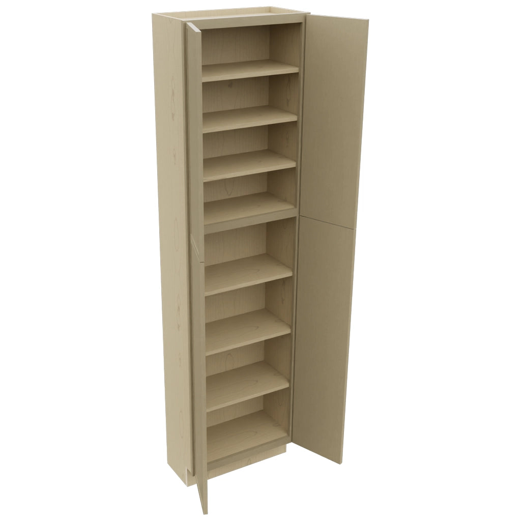 Fabuwood Luna Desert Oak TP241290 Tall Pantry Cabinet, Open View