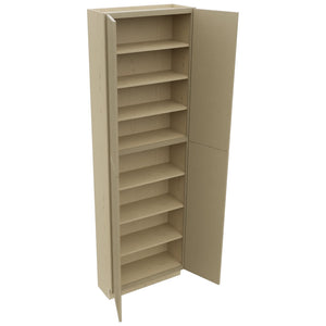 Fabuwood Luna Desert Oak TP301296 Tall Pantry Cabinet, Open View