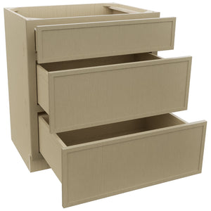 Fabuwood Luna Desert Oak VDB30-34 Vanity Drawer Cabinet, Open View