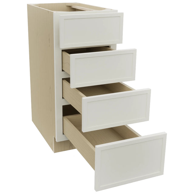 Fabuwood Luna Dove DB15-4 Base 4 Drawers Cabinet, Open View